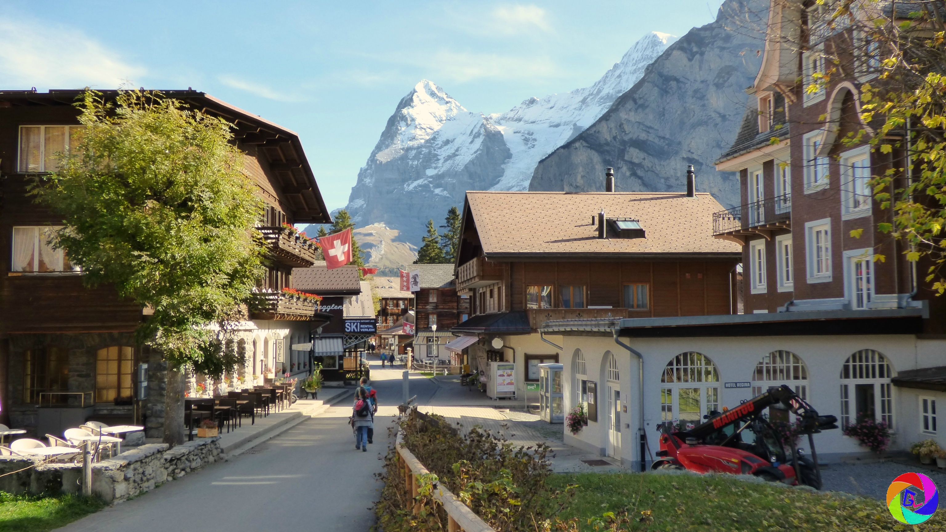 Village high up in mountains reached by cable car